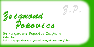 zsigmond popovics business card